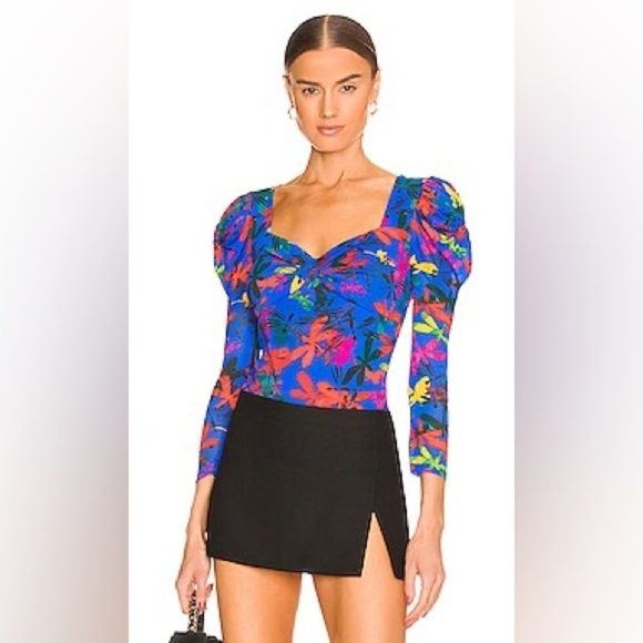 NWT Diane Von Furstenberg DVF Large Erik Top Bodysuit Libellule Medium Deep Blue - Picture 1 of 6